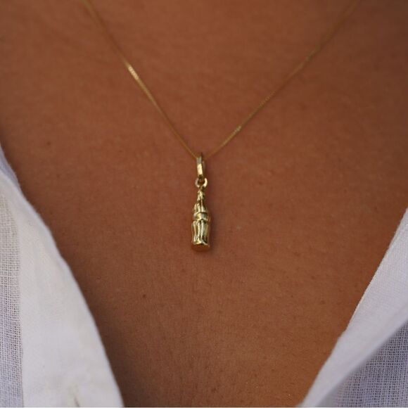 - Soda Bottle 14k solid gold pendant perfect gift - Picture 5 of 7